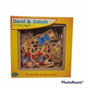 David And Goliath 20 Wooden Magnets The Battle Is The Lords Toys Pre-owned